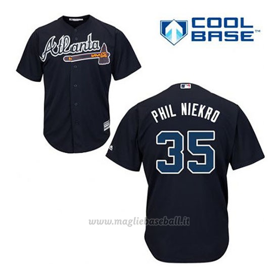 Maglia Baseball Uomo Atlanta Braves 35 Phil Niekro Blu Alterner Cool Base